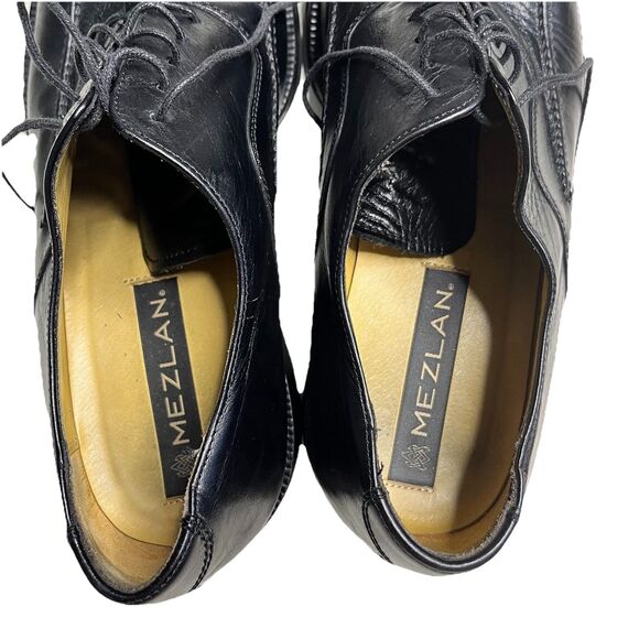 Mezlan Livonia Black Leather Oxford Men’s 10.5 Made in Spain Bicycle Toe Dress - Picture 5 of 8